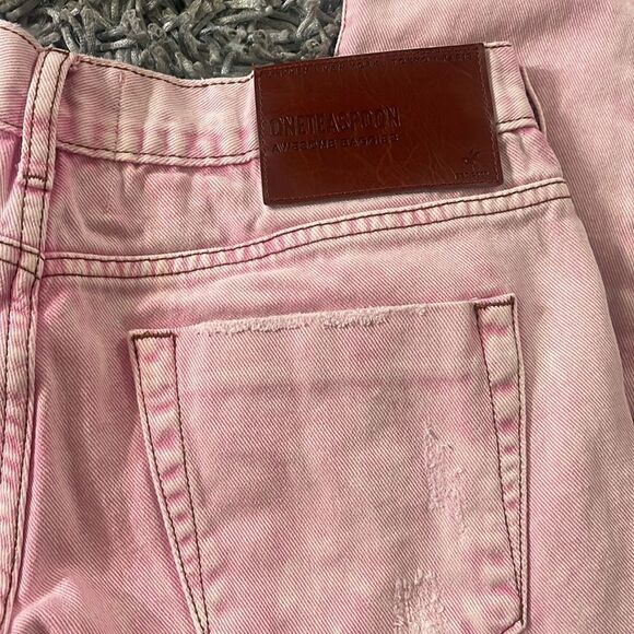 One Teaspoon Evil Eye Pink Awesome Baggies Distressed Knee Straight Leg Jeans 26 - Picture 4 of 7